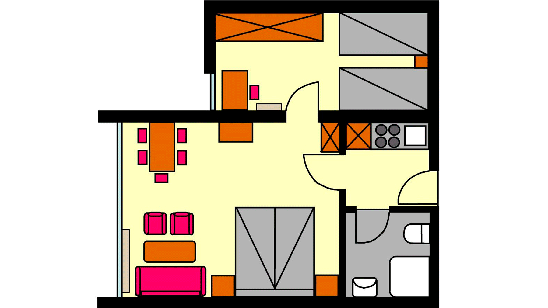 Grundriss 2-Raum Ferienwohnung (Typ Y24)