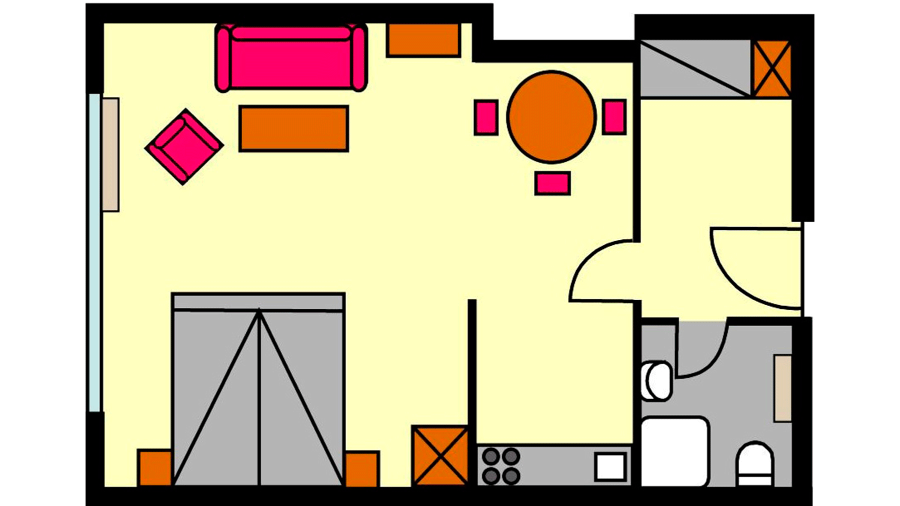Grundriss 1-Raum Ferienwohnung (Typ VA1)