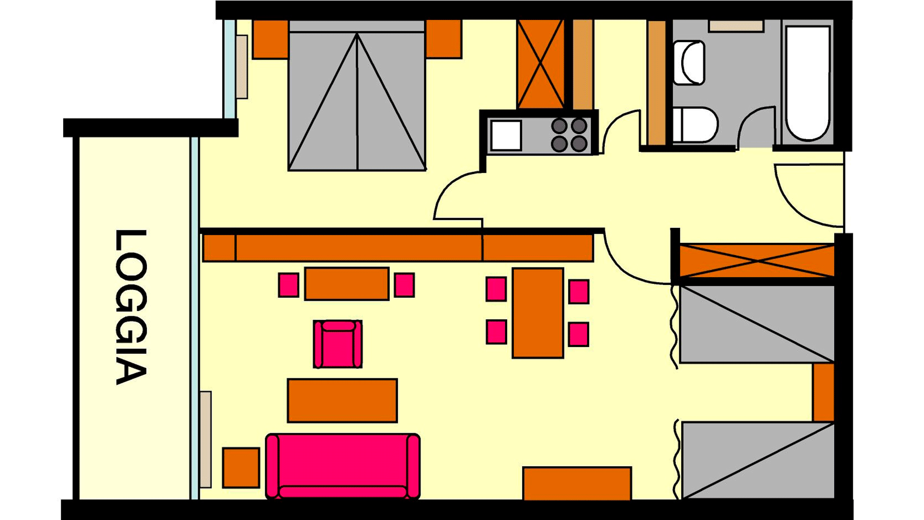 Grundriss 2-Raum Ferienwohnung (Typ VA2)