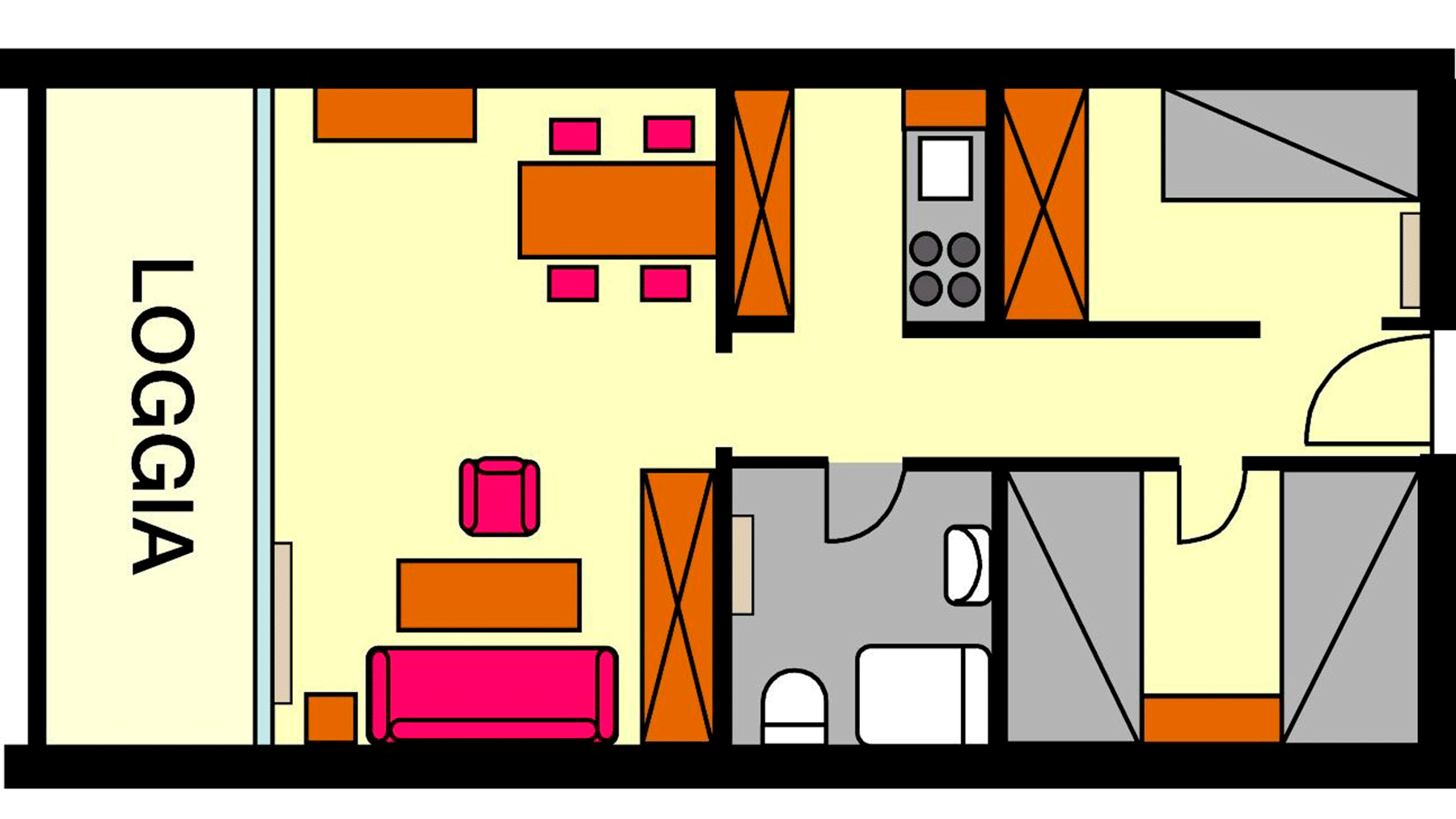 Grundriss 2,5-Raum Ferienwohnung (Typ VA3)
